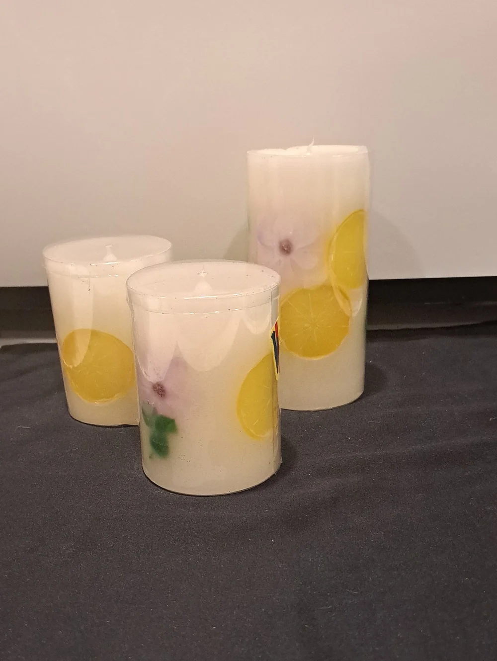 Nwt Lot Of 3 Sonoma Goods LED Candles. White W/citrus Slices And Floral Accents